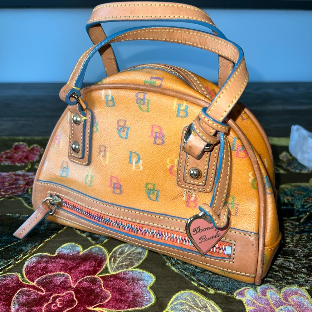 Vintage Dooney & Bourke Rainbow monogram bowler satchel bag